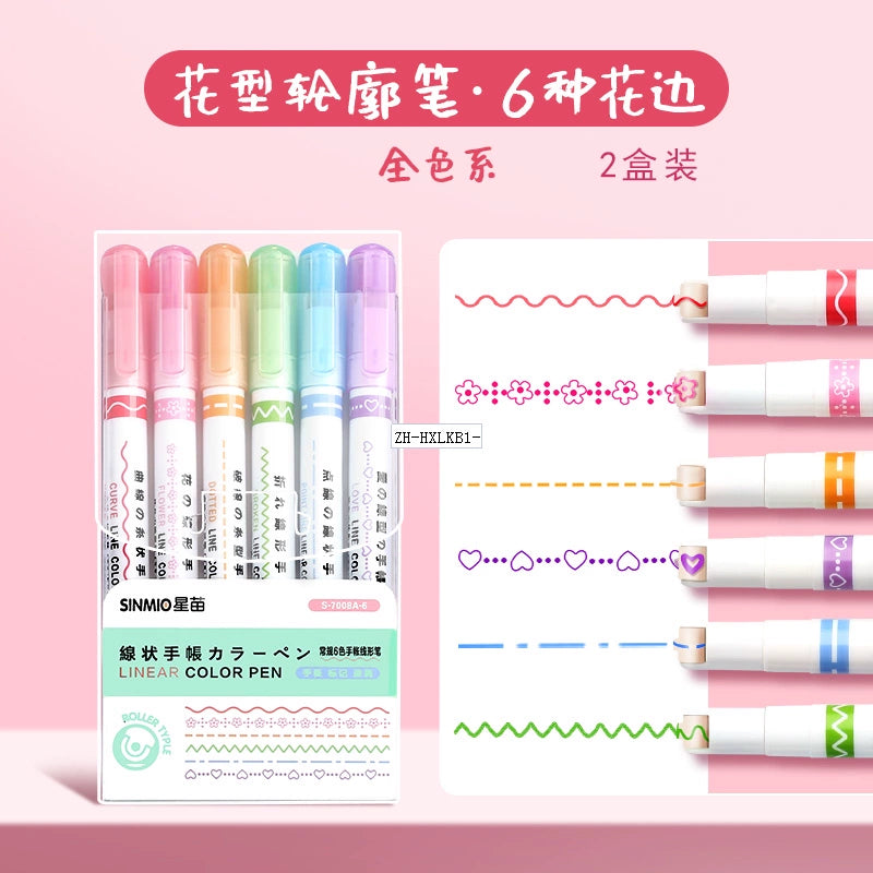 WaveBloom Double-Line Pattern Marker Pen