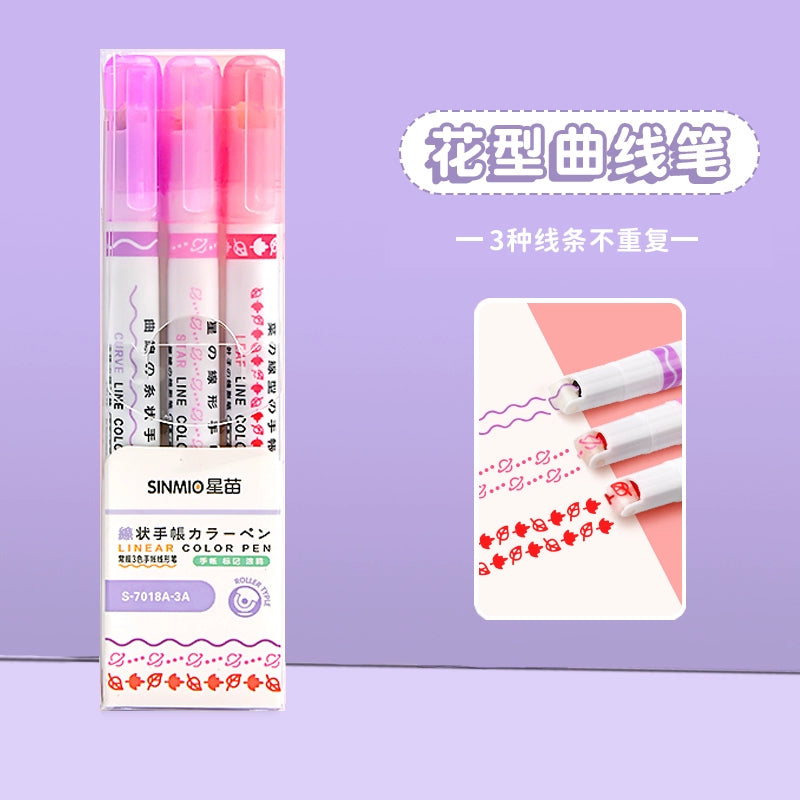 WaveBloom Double-Line Pattern Marker Pen