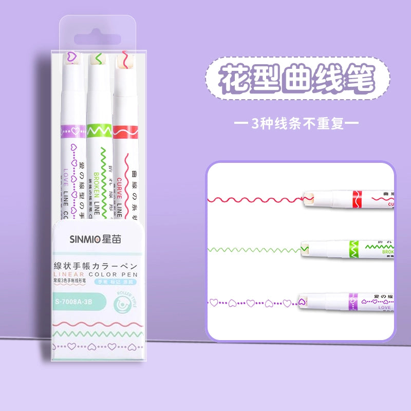 WaveBloom Double-Line Pattern Marker Pen