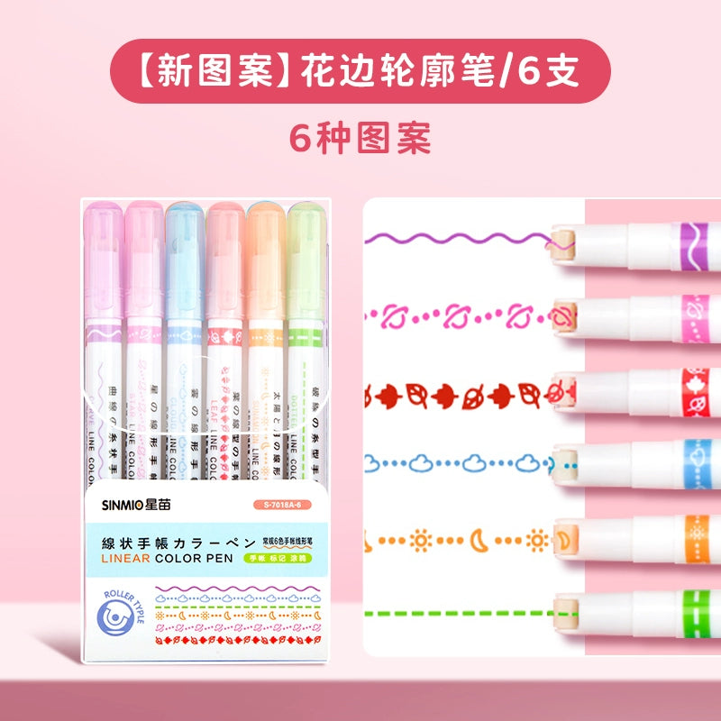 WaveBloom Double-Line Pattern Marker Pen