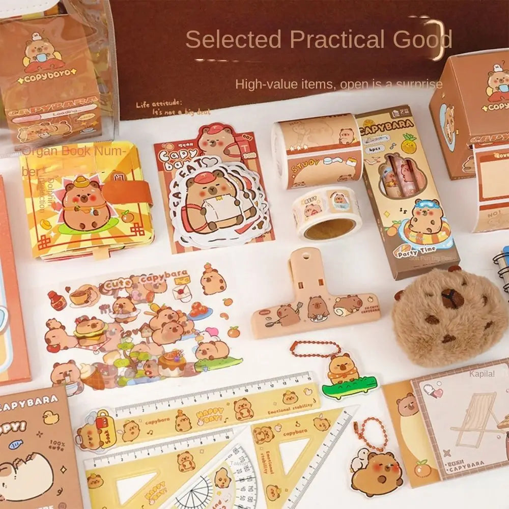 Capybara Stationery Set - Stickers, Notepads & Plush Charms for Gifts