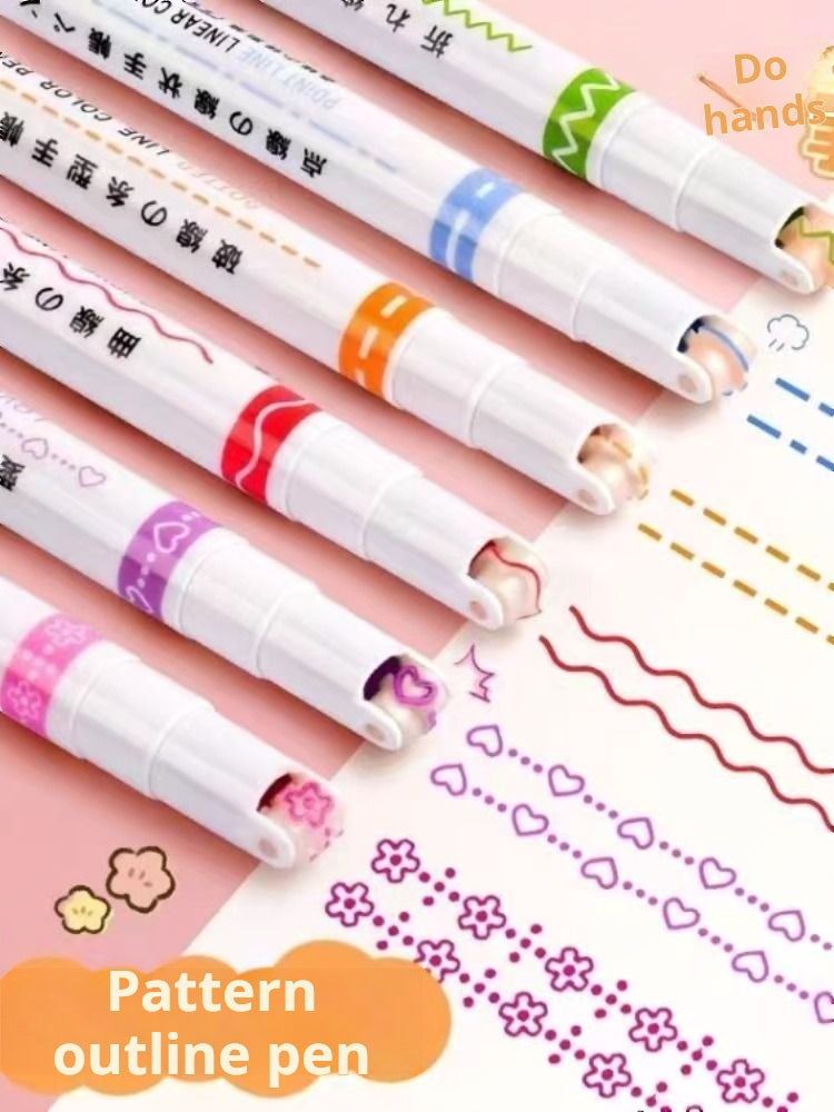 WaveBloom Double-Line Pattern Marker Pen