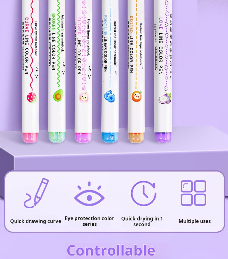 WaveBloom Double-Line Pattern Marker Pen