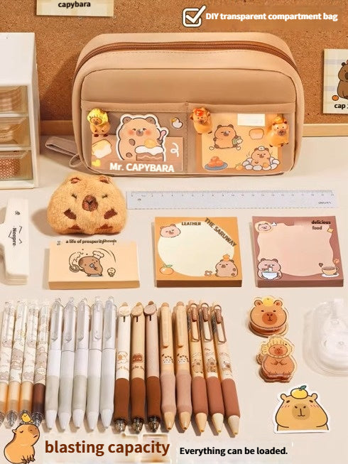 Capibara Transparent Large Pencil Case