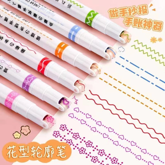 WaveBloom Double-Line Pattern Marker Pen