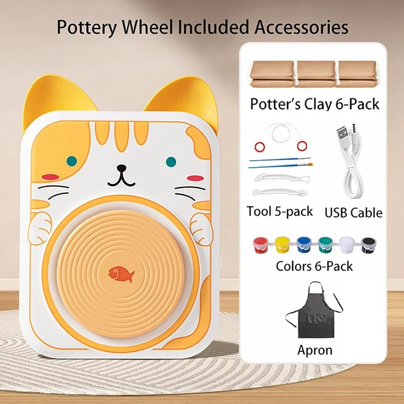 Kids' Pottery Wheel Kit - DIY Clay Craft & Painting Set