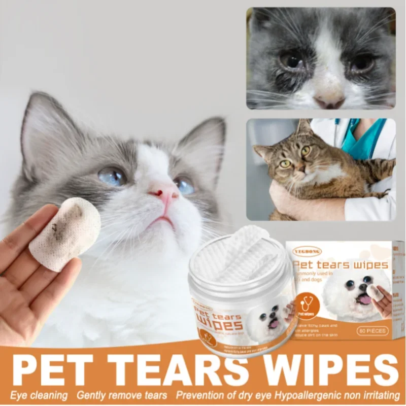 Pet Wipes, Cotton Pads for Dogs, Cats, Remove Tear Marks, Eye Cleaning